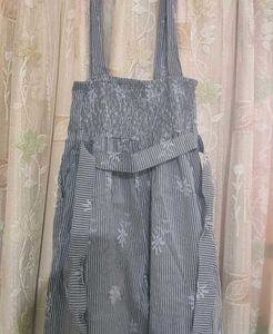 Grey High Waisted Dungaree