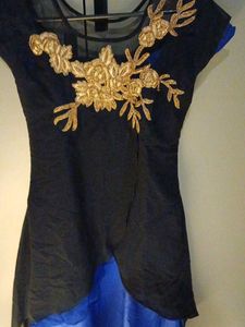 Elegant Black Dress with churidar bottom