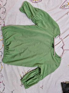 Green Puff Sleeve Top