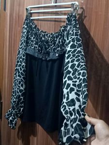 Blousy Black Silk Top For Womens