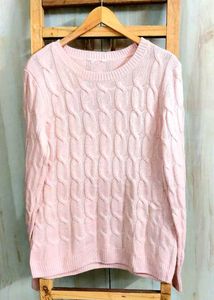Pink Cable Knit Sweater size-38