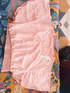 Pink Striped Ruffle Blouse