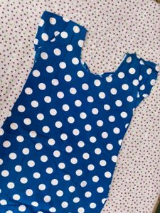 Blue Polka Dot Kurta Set