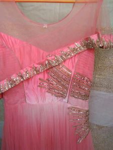 Baby Pink Party Wear Heavy Gown