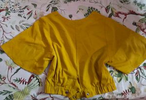 Mustard Top with Batwing Sleeves