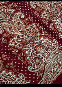 Burgundy Paisley &amp; Polka Dot Fabric