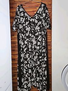 Brown And White Floral Dress