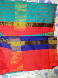 New Border Chanderi Cotton Sarre With Blouse piece