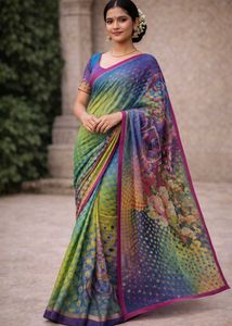 Multicolor Printed Saree with Artistic Design