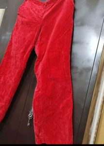 Red🔴 Velvet Trouser Pant For 34 Waist