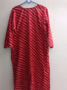 Red Striped Kurta with dupatta