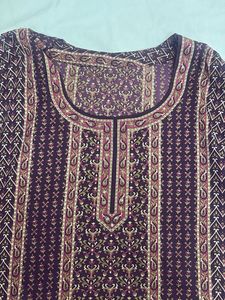traditional printed Purple Kurta