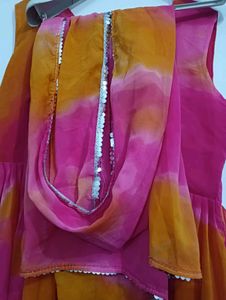 BABLI HEAVY GEORJET PRINTED GOWN WITH LESS BORDER