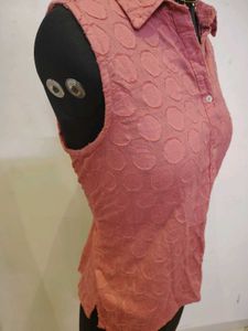 Sleeveless Button-Up Top