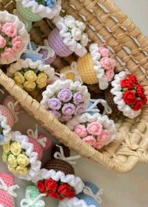 Crochet Mini Rose Flowers Bouquet Keychain 💐💝