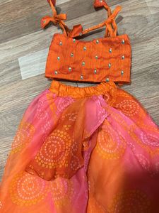 Bandhej Draped Skirt With Top