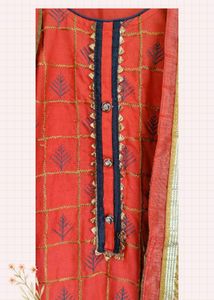 Orange &amp; Grey Kurta With Duppata