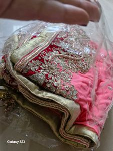 Pink Pure Georgette Extremely Heavy Saree