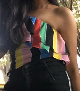 A Multi colour One Side Off Shoulder Top