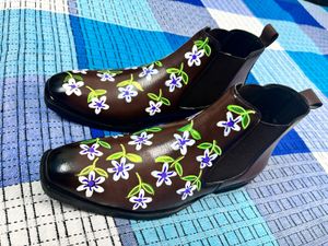 Floral Leather Chelsea Boots