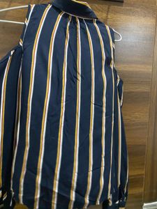 Striped shoulder cut Top