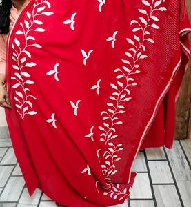 Cherry Red Sequence Work Saree