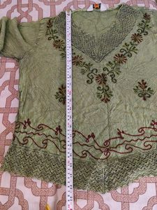 Olive Embroidery Top