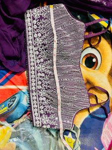 Purple Crop Top 3 Peace Dhoti Set