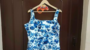 White And Blue Floral Dress