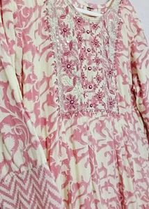 Pink Embroidered Floral Dress