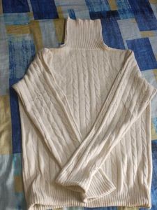 Cream Cable Knit Turtleneck