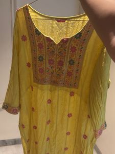 Yellow Embroidered Kurta