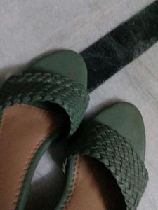 Olive Green Woven Sandals