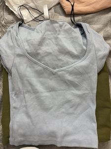 Blue Ribbed Crop Top + free gift