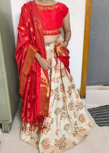 Red & Cream Lehenga Choli