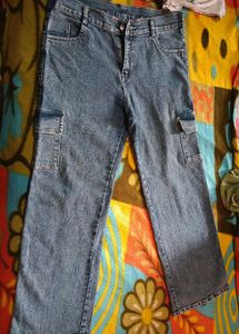 Blue Denim Cargo Pants