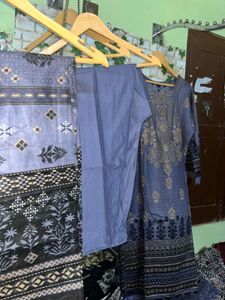 Pakistani Xl Blue Printed Salwar Kameez Suit
