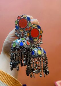 Afgani Jhumka With Oxidised Adjustable Ring