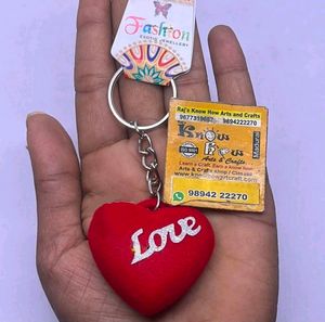 Heart ❤️ Shaped Keychain On Velvet Material