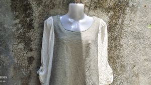 CUTE KOREAN GREY  AND OFF WHITE TOP