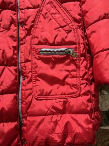 Red Long Jacket With Detachable Cap