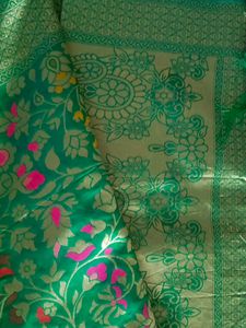 Green Floral Banarasi Saree