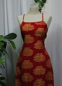 Max Red Color Printed Aline Dress