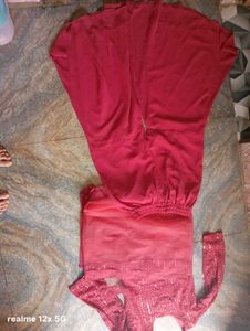 Red Sequin Sharara Dress