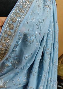 beutiful 😍 soft Georgette Light Blue Saree 🔥