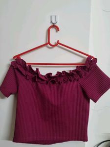 Ruffled Burgundy Crop Top