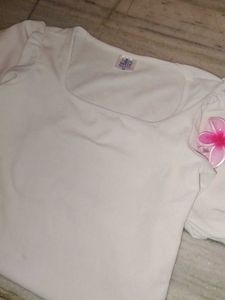 Square Neck Casual White Top