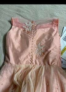 Peach Embellished Tulle Dress