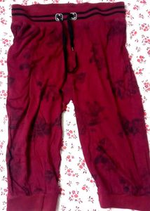 Burgundy Tie-Dye Cropped Sweatpants