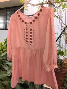 Peach Embroidered Top